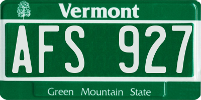 VT license plate AFS927