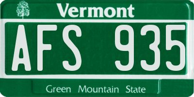 VT license plate AFS935