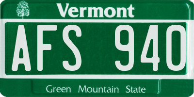 VT license plate AFS940