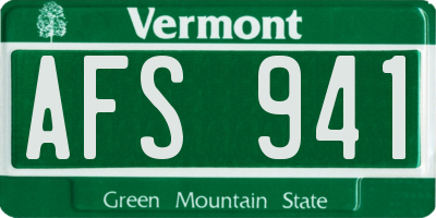 VT license plate AFS941