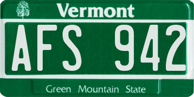 VT license plate AFS942