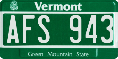 VT license plate AFS943