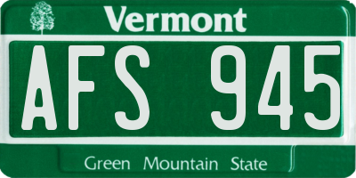 VT license plate AFS945