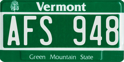 VT license plate AFS948