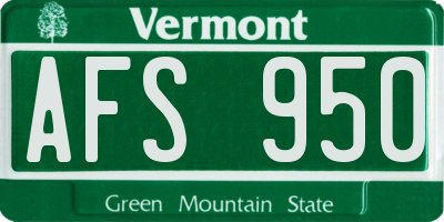 VT license plate AFS950