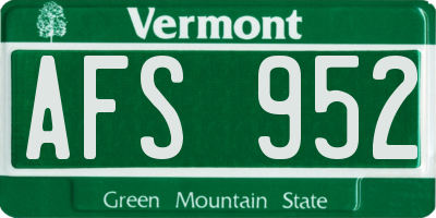 VT license plate AFS952
