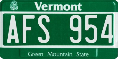 VT license plate AFS954