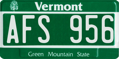 VT license plate AFS956