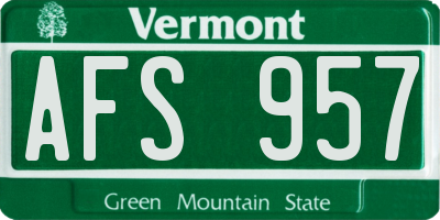 VT license plate AFS957