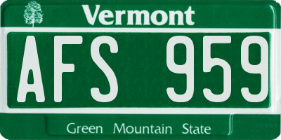 VT license plate AFS959