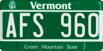 VT license plate AFS960