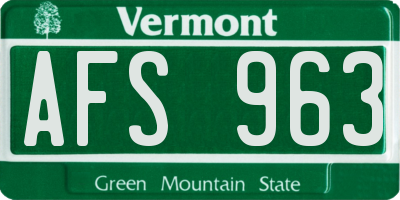 VT license plate AFS963