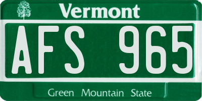 VT license plate AFS965