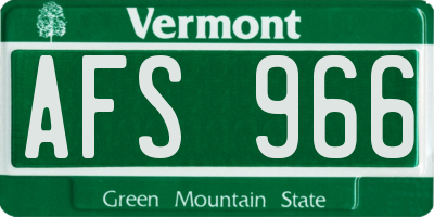 VT license plate AFS966