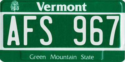 VT license plate AFS967