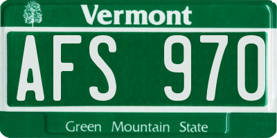 VT license plate AFS970