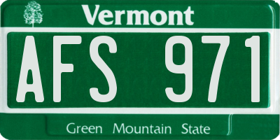 VT license plate AFS971