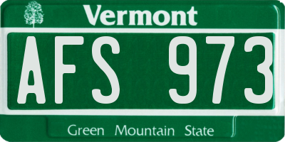 VT license plate AFS973