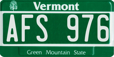 VT license plate AFS976