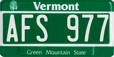 VT license plate AFS977