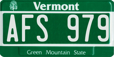 VT license plate AFS979
