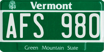 VT license plate AFS980