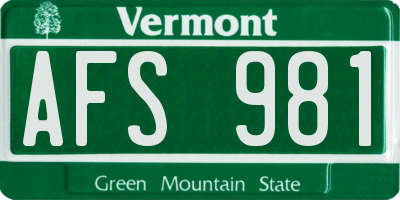 VT license plate AFS981