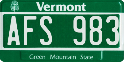 VT license plate AFS983
