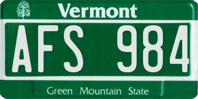 VT license plate AFS984