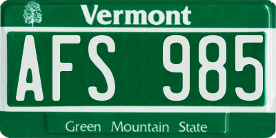VT license plate AFS985