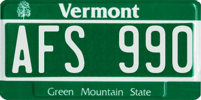 VT license plate AFS990