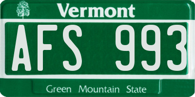 VT license plate AFS993