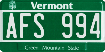 VT license plate AFS994
