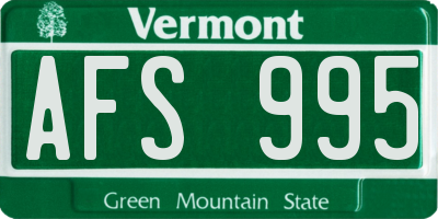 VT license plate AFS995