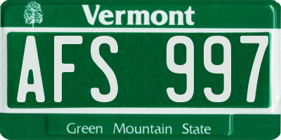 VT license plate AFS997