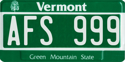 VT license plate AFS999