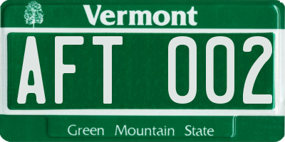 VT license plate AFT002