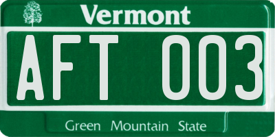 VT license plate AFT003