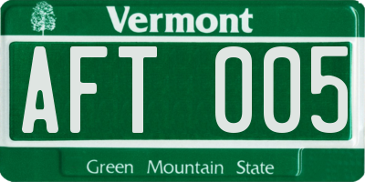 VT license plate AFT005