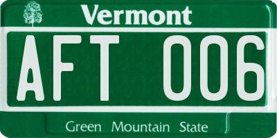 VT license plate AFT006