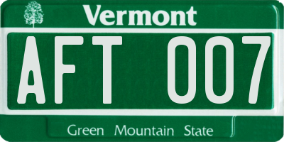 VT license plate AFT007
