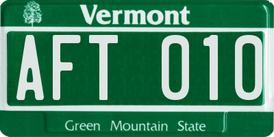 VT license plate AFT010