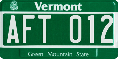 VT license plate AFT012