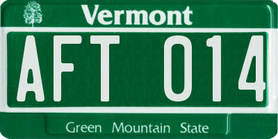 VT license plate AFT014