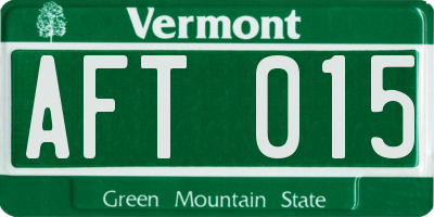 VT license plate AFT015
