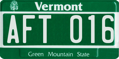 VT license plate AFT016