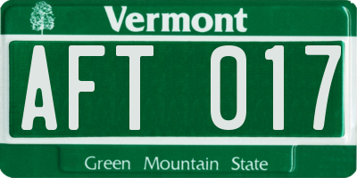 VT license plate AFT017