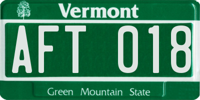 VT license plate AFT018