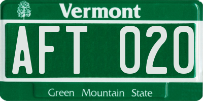 VT license plate AFT020