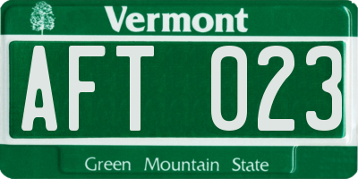 VT license plate AFT023